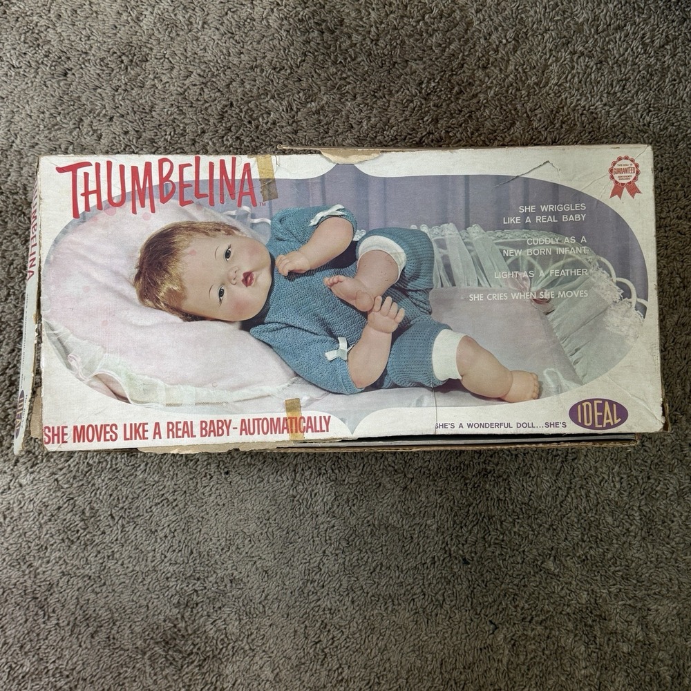 Vintage Ideal Toy Corp Thumbelina Baby Doll 1965 Drink Wet Cry Boxed